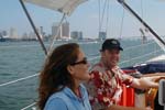 Theresa and Paul relaxing under the bimini